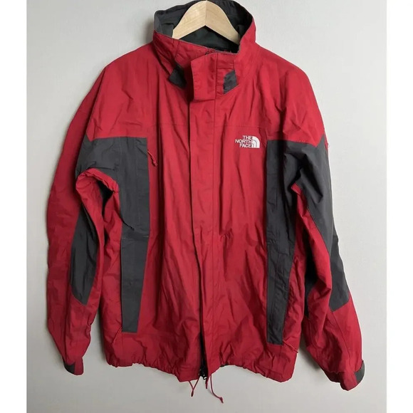 Vintage The North Face Red & Gray Waterproof Jacket Hyvent Size Medium Nylon Men - Picture 1 of 16